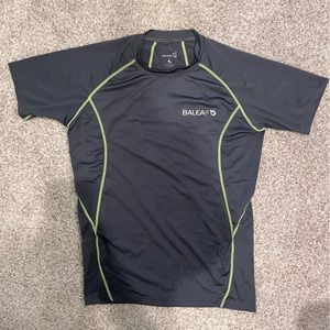 Baleaf Laureate Quick Dry Short Sleeve T Shirt- large grey w/ lime green detail